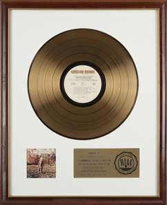 The Allman Brothers Band 1973 Brothers and Sisters RIAA White Linen Gold Record Award Presented to Warner Bros. Records