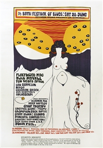 Led Zeppelin 1969 Original Bath Festival U.K. Concert Poster