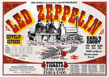 Led Zeppelin 1975 Original Earls Court Physical Rocket Concert Poster Matte Version
