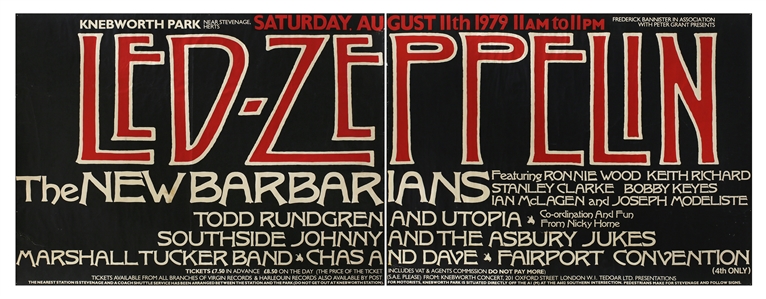 Led Zeppelin 1979 Rare Two Piece Oversized Knebworth Festival U.K. Concert Poster