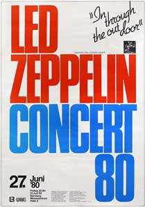 Led Zeppelin 1980 Red Blue Nuremberg Germany Concert Poster