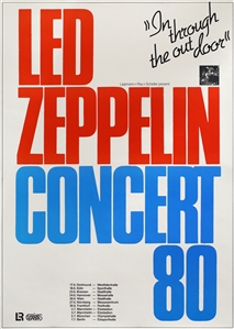 Led Zeppelin 1980 Red Blue Multi-Date German Concert Poster