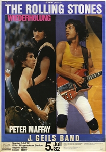 The Rolling Stones 1982 Koln Germany Concert Poster
