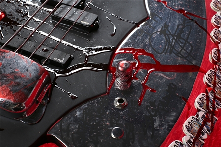 KISS 2019 Gene Simmons Bossier City, Louisiana Stage Played & Signed 'Bloody' Axe Bass w COA