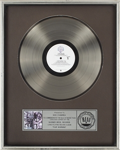 Van Halen 1981 Fair Warning RIAA Platinum Award Presented To Nick DAndrea