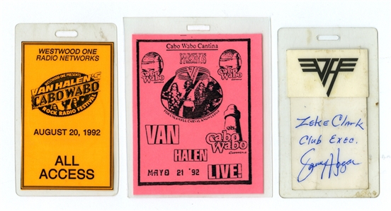 Van Halen 1992 Lot of 3 Cabo Wabo Backstage Passes w/COA