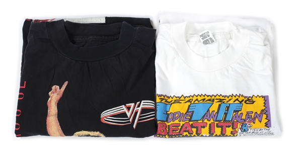 Van Halen 1992 Black & White Lot of 2 Mexican Bootleg Shirts w/COA