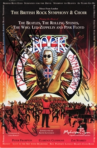 Britsh Rock Symphony & Choir 1998 3x Autographed Oversized Postcard Handbill