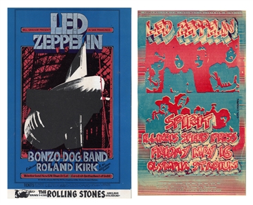 Led Zeppelin 1969 Lot of 2 Detroit/San Francisco Concert Handbills