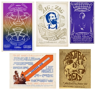 Classic Rock 1966-1969 Lot of 5 U.S. Concert Handbills