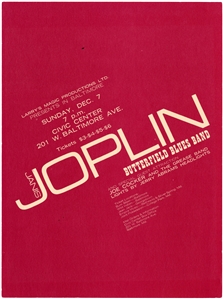 Janis Joplin 1969 Show Flyer and Mounted Photo