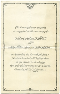 Van Halen 1983 Alex Van Halen Wedding Invitation