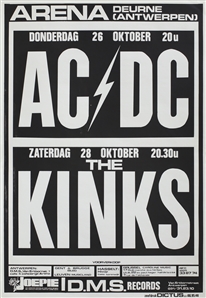 AC/DC 1978 Powerage Tour Belgium Concert Poster