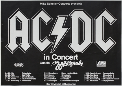 AC/DC 1980 Back In Black Tour Multi-Date German Tour Poster