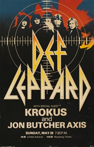 Def Leppard 1983 Pyromania World Tour Louisville Kentucky Concert Poster