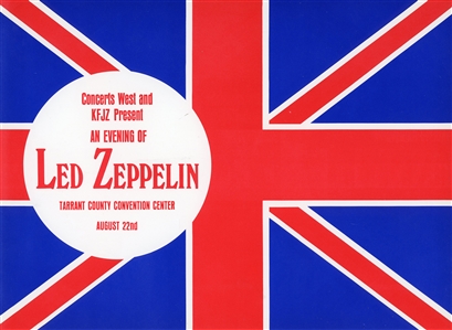 Led Zeppelin 1970 Orginal Tarrant County Dallas TX Oversized Handbill