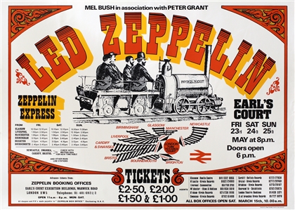 Led Zeppelin 1975 Earls Court Physical Rocket Concert Poster Gloss Version