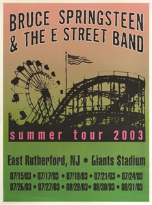 Bruce Springsteen 2003 Summer Tour New Jersey Homestand Concert Poster