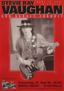 Stevie Ray Vaughan 1986 Soul To Soul In Concert Sindelfingen Germany Concert Poster Red
