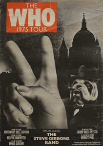 The Who 1975 UK Multi-Date John Pasche Designed Bulldog Concert Poster