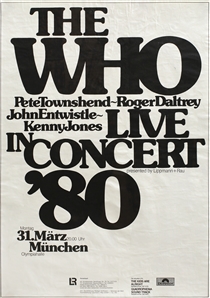 The Who 1980 Live In Concert Black & White German Concert Poster