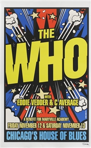 The Who 2003 World Tour Chicago Artist Signed Concert Poster