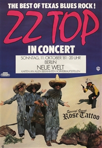 ZZ Top 1981 El Loco Motion Tour Berlin Concert Poster