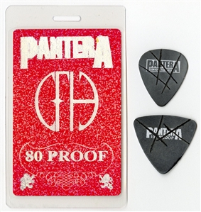 Pantera 1997 101 Proof Tour Universal Pass With Lot of 2 Stage Used Guitar Picks
