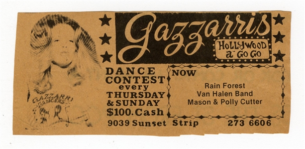 Van Halen 1974 Lot of 2 Gazzarris Earliest Known Van Halen Advertisement Clippings With COA