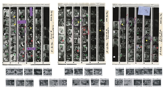 KISS 1974 Lot of 3 Rare BW Contact Sheets & Partial Negatives of KISS at Georgette Klinger Salon With Transfer Rights