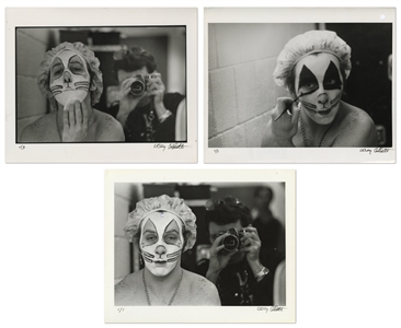 KISS 1975 Lot of 3 BW 8 x 10 Prints of Peter Criss Aplying Makeup Backstage in Nassau, NY