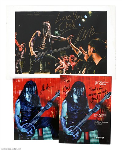 Disturbed 2000s John Moyer Lot of Three Autographed Photos