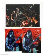 Disturbed 2000s John Moyer Lot of Three Autographed Photos