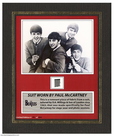 The Beatles 1963 Collectible Limited Edition Remnant Piece of Paul McCartney Suit