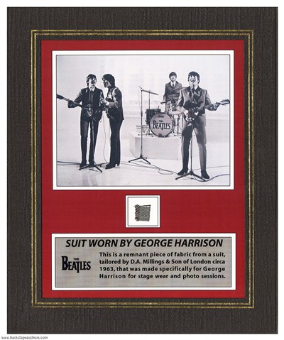 The Beatles 1963 Collectible Limited Edition Remnant Piece of George Harrison Suit