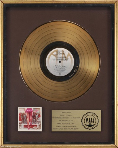 .38 Special 1980 Wild-Eyed Southern Boys RIAA Gold Record Award Presented To Bob Ludwig w/ COA