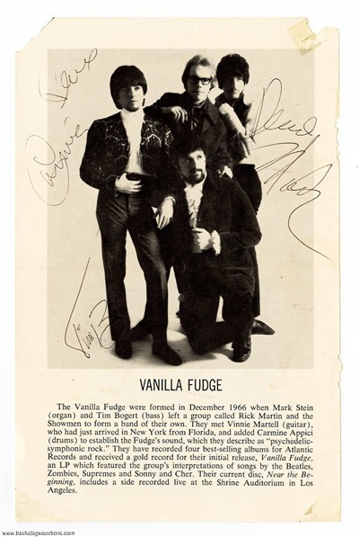 Vanilla Fudge 1969 Band Signed Fillmore East Program Clipping 