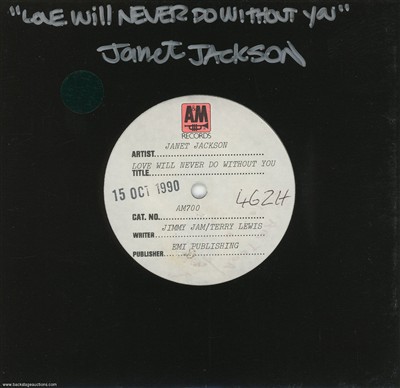 Janet Jackson 1990 Love Will Never Do U.K. 7-inch Test Pressing