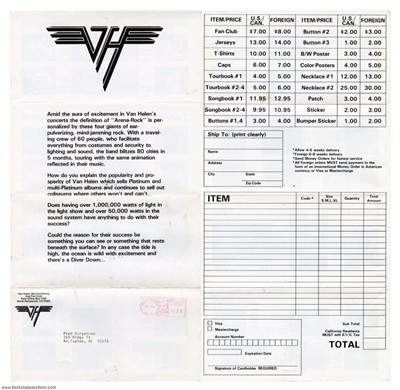Van Halen 1982 Diver Down Album & Tour Official Announcement Mailer