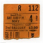 Jefferson Airplane 1968 Original Fillmore East Concert Ticket Stub
