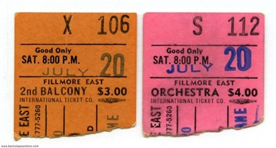Jefferson Airplane 1968 Lot of 2 Original Fillmore East Concert Ticket Stubs