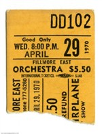 1970 Original Fillmore East Concert Ticket Stub Possibly Jefferson Airplane