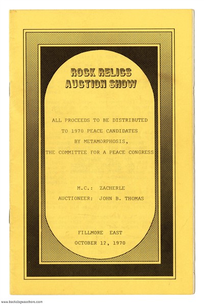 Rock Relics Auction Show 1970 Original Fillmore East Program, Handbill & Ticket Stub