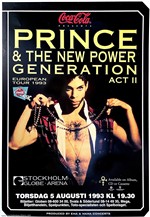 Prince 1993 Stockholm Sweden Original European Tour Concert Poster