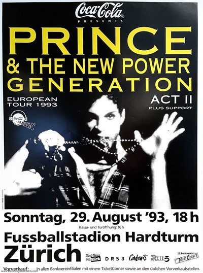 Prince 1993 Zurich Switzerland Original European Tour Concert Poster