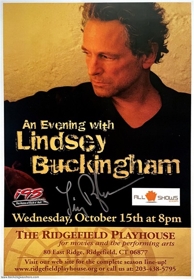 Fleetwood Mac Lindsey Buckingham 2008 Signed Ridgefield CT Concert Poster w / COA