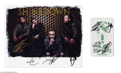 Shinedown 2018 Full Band Signed Publicity Photo & VIP Pass
