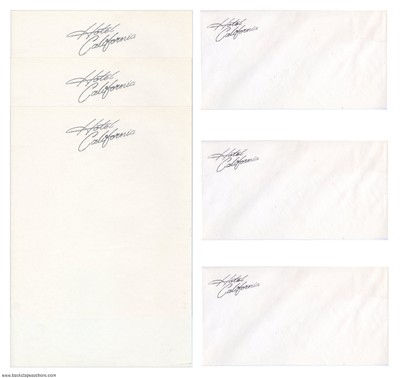 Eagles 1977 Hotel California Promotional Stationery Lot