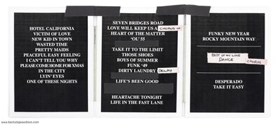 Eagles 1999 December Las Vegas Los Angeles Crew Used Laminated Set List