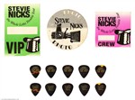 Stevie Nicks 1989 - 1991 Whole Lotta Trouble Tour Satin Pass & Guitar Pick Lot